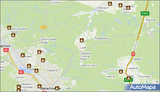 mapa Lipie gmina Brody, Lipie gmina Brody na mapie Targeo