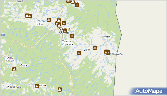 mapa Lipie gmina Czarna, Lipie gmina Czarna na mapie Targeo