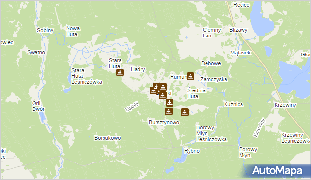 mapa Lipinki gmina Warlubie, Lipinki gmina Warlubie na mapie Targeo