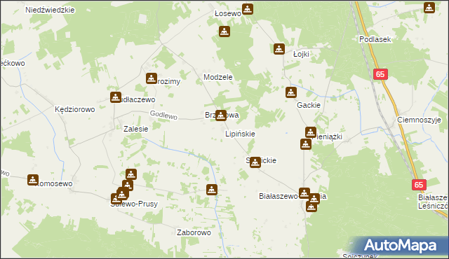 mapa Lipińskie gmina Grajewo, Lipińskie gmina Grajewo na mapie Targeo