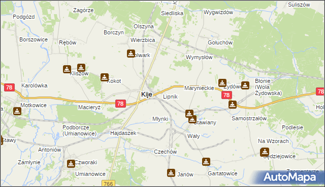 mapa Lipnik gmina Kije, Lipnik gmina Kije na mapie Targeo