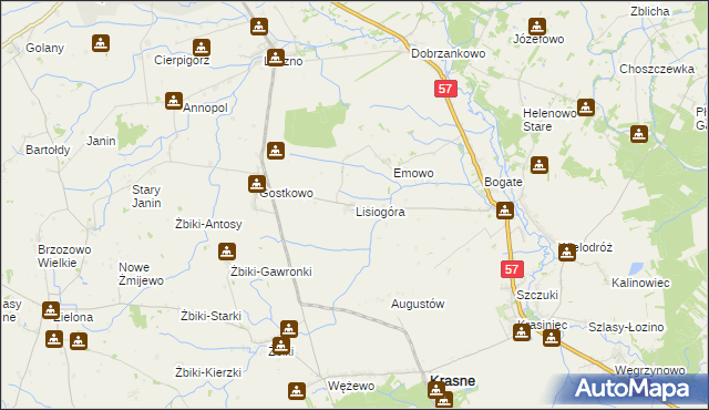 mapa Lisiogóra, Lisiogóra na mapie Targeo