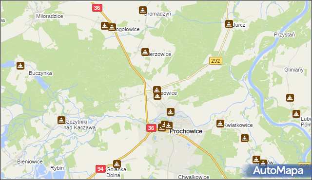 mapa Lisowice gmina Prochowice, Lisowice gmina Prochowice na mapie Targeo