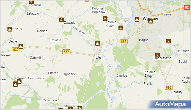 mapa Liw, Liw na mapie Targeo