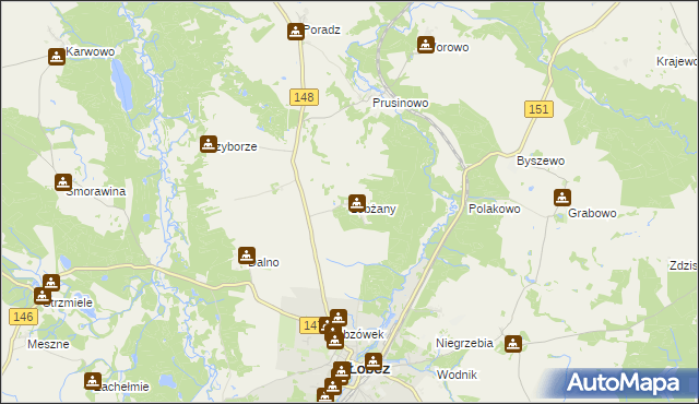 mapa Łobżany, Łobżany na mapie Targeo