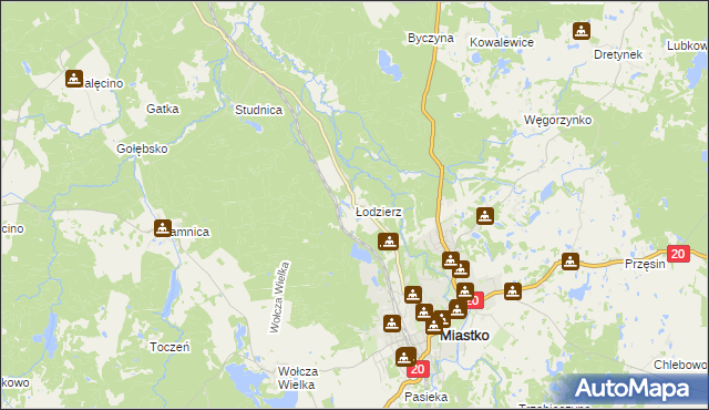 mapa Łodzierz, Łodzierz na mapie Targeo