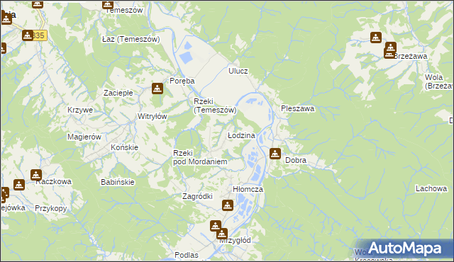 mapa Łodzina, Łodzina na mapie Targeo