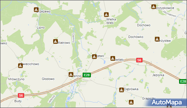 mapa Łojewo gmina Damnica, Łojewo gmina Damnica na mapie Targeo