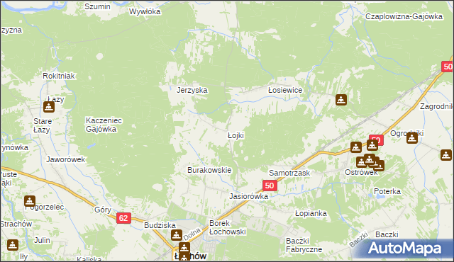 mapa Łojki gmina Łochów, Łojki gmina Łochów na mapie Targeo