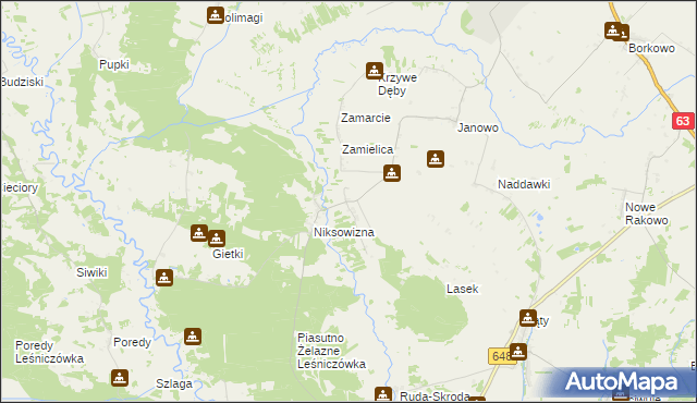 mapa Łosewo gmina Kolno, Łosewo gmina Kolno na mapie Targeo
