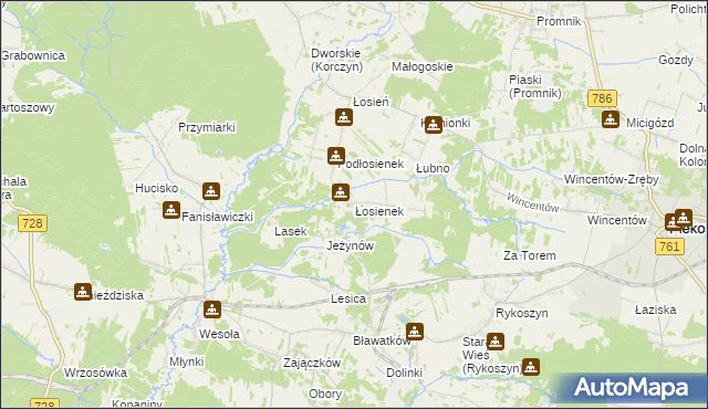 mapa Łosienek, Łosienek na mapie Targeo