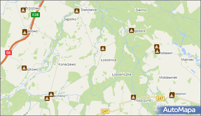 mapa Łosośnica, Łosośnica na mapie Targeo