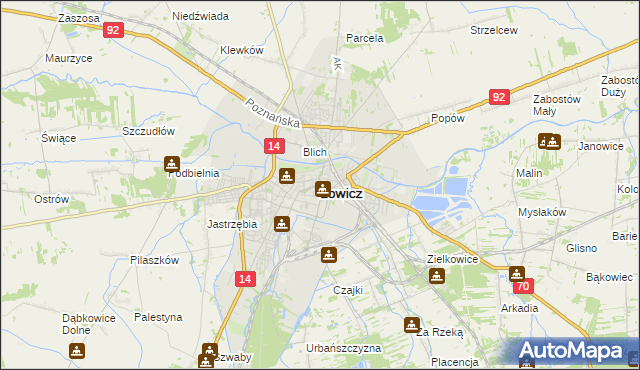 mapa Łowicza, Łowicz na mapie Targeo