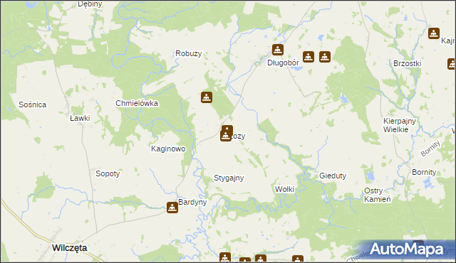 mapa Łozy gmina Płoskinia, Łozy gmina Płoskinia na mapie Targeo