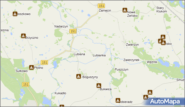 mapa Lubianka gmina Pełczyce, Lubianka gmina Pełczyce na mapie Targeo