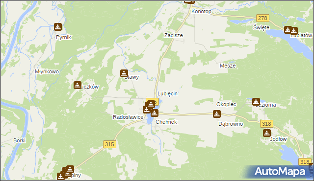 mapa Lubięcin, Lubięcin na mapie Targeo