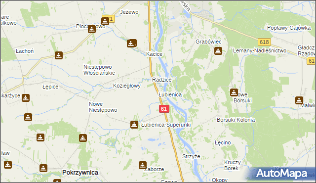 mapa Łubienica, Łubienica na mapie Targeo