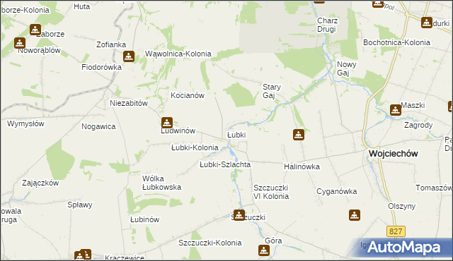 mapa Łubki gmina Wojciechów, Łubki gmina Wojciechów na mapie Targeo