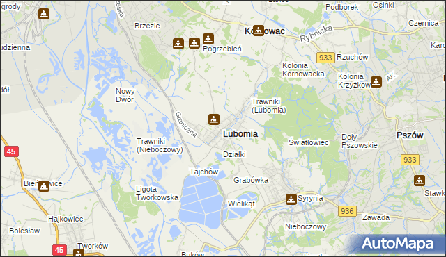 mapa Lubomia, Lubomia na mapie Targeo