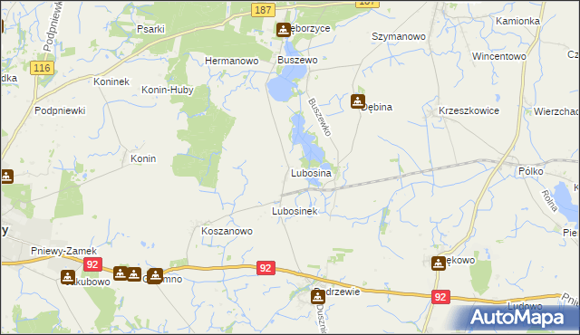 mapa Lubosina, Lubosina na mapie Targeo
