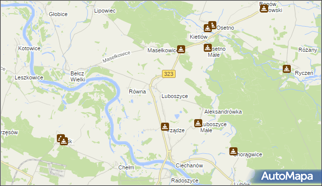 mapa Luboszyce gmina Jemielno, Luboszyce gmina Jemielno na mapie Targeo