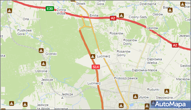 mapa Lućmierz-Ośrodek, Lućmierz-Ośrodek na mapie Targeo