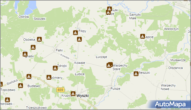 mapa Łuczaje, Łuczaje na mapie Targeo