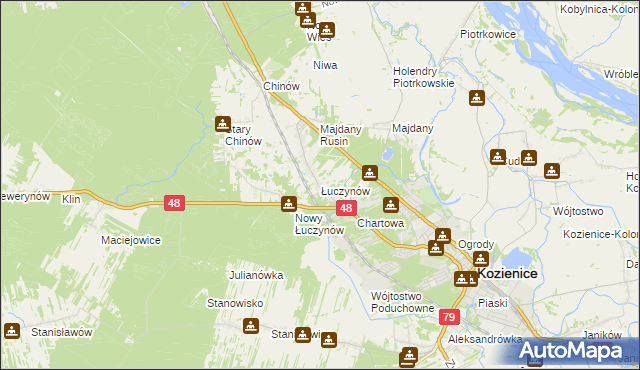 mapa Łuczynów gmina Kozienice, Łuczynów gmina Kozienice na mapie Targeo