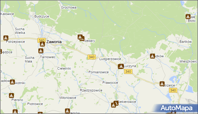 mapa Ludgierzowice, Ludgierzowice na mapie Targeo