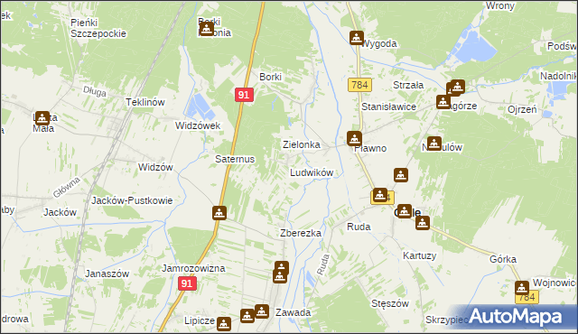 mapa Ludwików gmina Gidle, Ludwików gmina Gidle na mapie Targeo