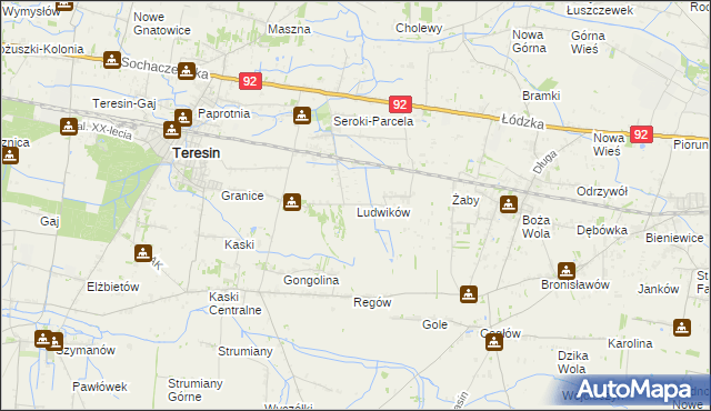 mapa Ludwików gmina Teresin, Ludwików gmina Teresin na mapie Targeo