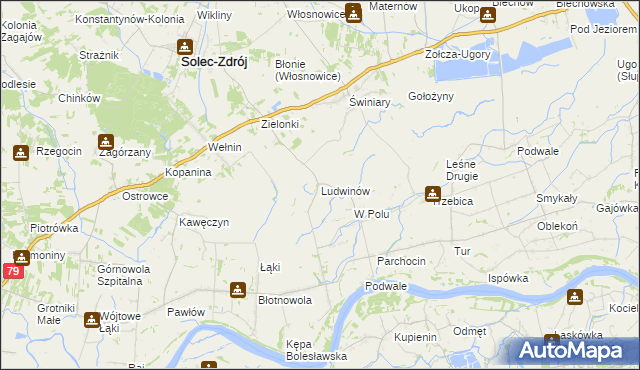 mapa Ludwinów gmina Solec-Zdrój, Ludwinów gmina Solec-Zdrój na mapie Targeo