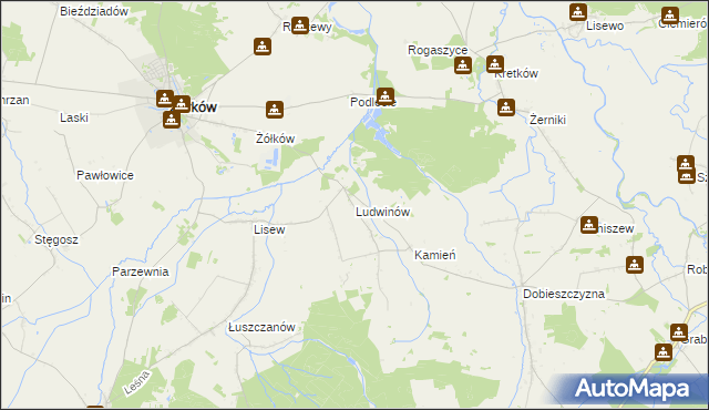mapa Ludwinów gmina Żerków, Ludwinów gmina Żerków na mapie Targeo