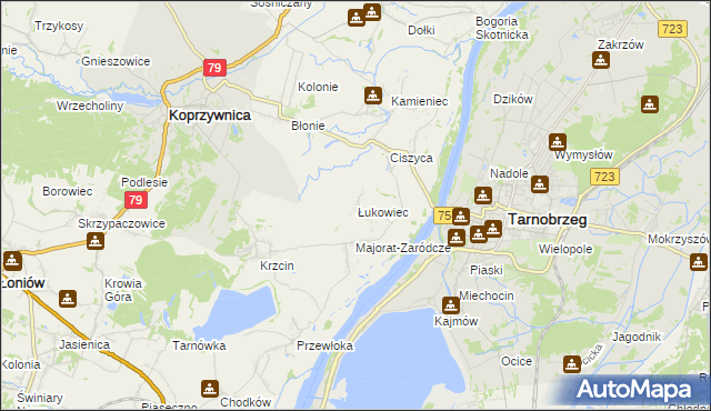 mapa Łukowiec gmina Koprzywnica, Łukowiec gmina Koprzywnica na mapie Targeo