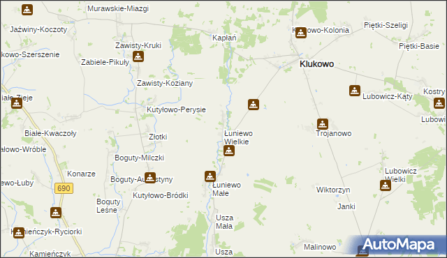 mapa Łuniewo Wielkie, Łuniewo Wielkie na mapie Targeo