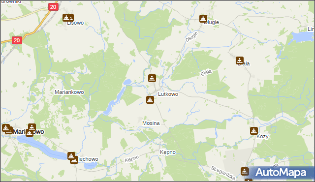 mapa Lutkowo gmina Dobrzany, Lutkowo gmina Dobrzany na mapie Targeo