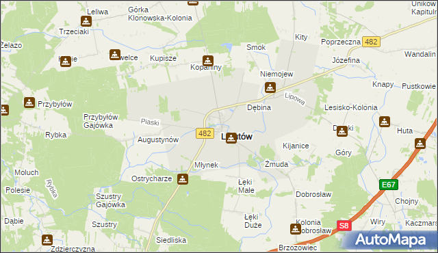 mapa Lututów, Lututów na mapie Targeo