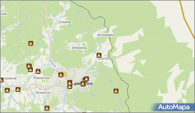 mapa Lutynia gmina Lądek-Zdrój, Lutynia gmina Lądek-Zdrój na mapie Targeo