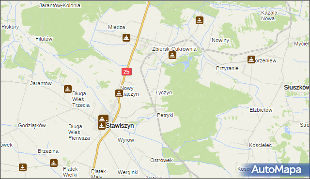 mapa Łyczyn gmina Stawiszyn, Łyczyn gmina Stawiszyn na mapie Targeo