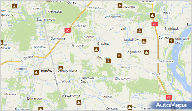 mapa Machcin gmina Chynów, Machcin gmina Chynów na mapie Targeo