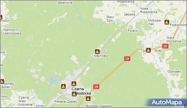 mapa Machnacz gmina Czarna Białostocka, Machnacz gmina Czarna Białostocka na mapie Targeo