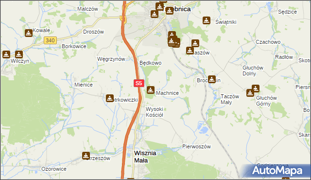 mapa Machnice, Machnice na mapie Targeo