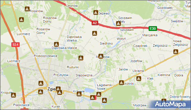 mapa Maciejów gmina Zgierz, Maciejów gmina Zgierz na mapie Targeo