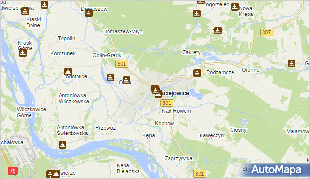 mapa Maciejowice powiat garwoliński, Maciejowice powiat garwoliński na mapie Targeo