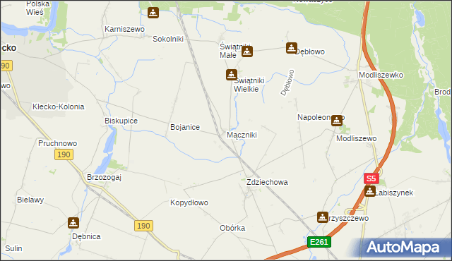 mapa Mączniki gmina Gniezno, Mączniki gmina Gniezno na mapie Targeo