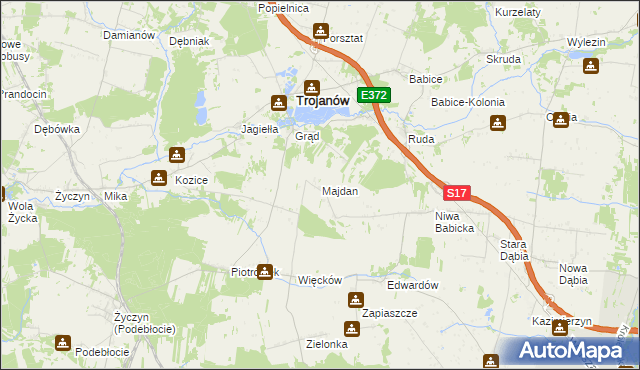 mapa Majdan gmina Trojanów, Majdan gmina Trojanów na mapie Targeo