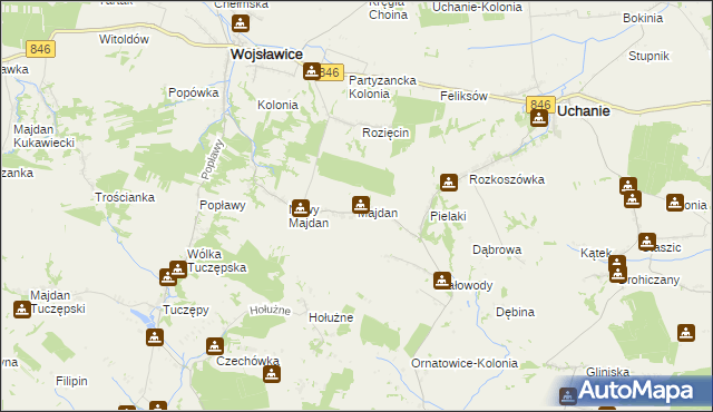 mapa Majdan gmina Wojsławice, Majdan gmina Wojsławice na mapie Targeo