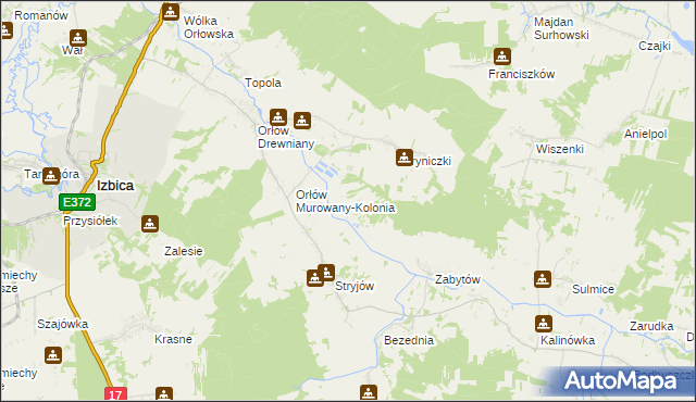 mapa Majdan Krynicki gmina Izbica, Majdan Krynicki gmina Izbica na mapie Targeo