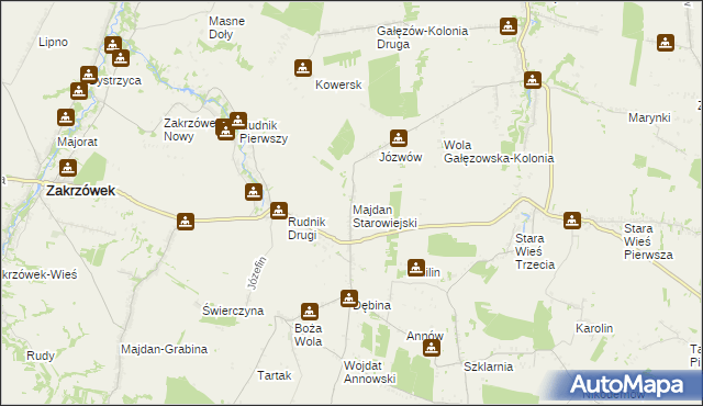mapa Majdan Starowiejski, Majdan Starowiejski na mapie Targeo