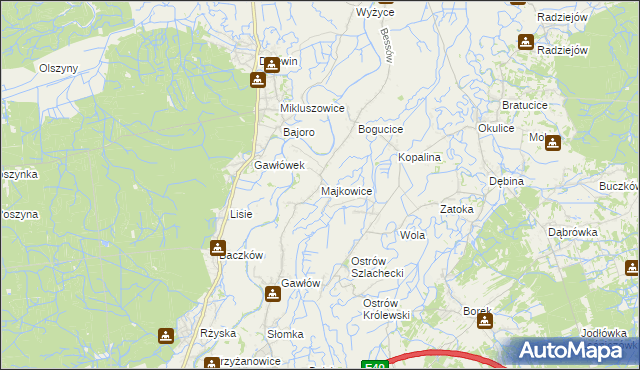 mapa Majkowice gmina Bochnia, Majkowice gmina Bochnia na mapie Targeo
